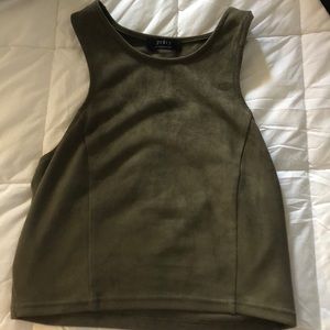 Suede army green crop top